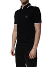 Black Cotton Crown Collared Polo T-shirt