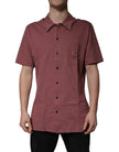 Dark Pink Button Down Casual Polo Men Shirt