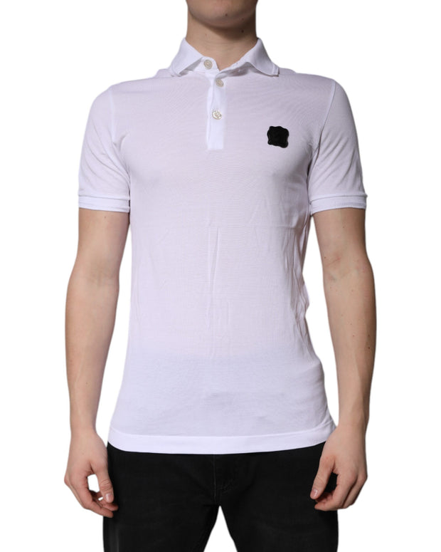 White Cotton Logo Collared Polo T-shirt