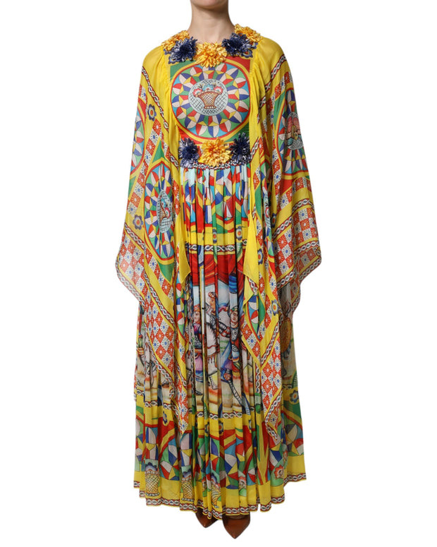 Multicolour Carretto Print Kaftan Twill Dress
