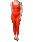 Orange Sleeveless Bodycon Jumpsuit Dress
