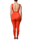 Orange Sleeveless Bodycon Jumpsuit Dress
