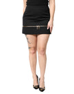 Black Virgin Wool High Waisted Mini Skirt