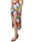 Multicolor Floral Print High Waist Midi Skirt