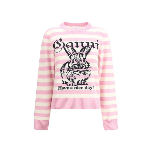 Striped sweater with rabbit