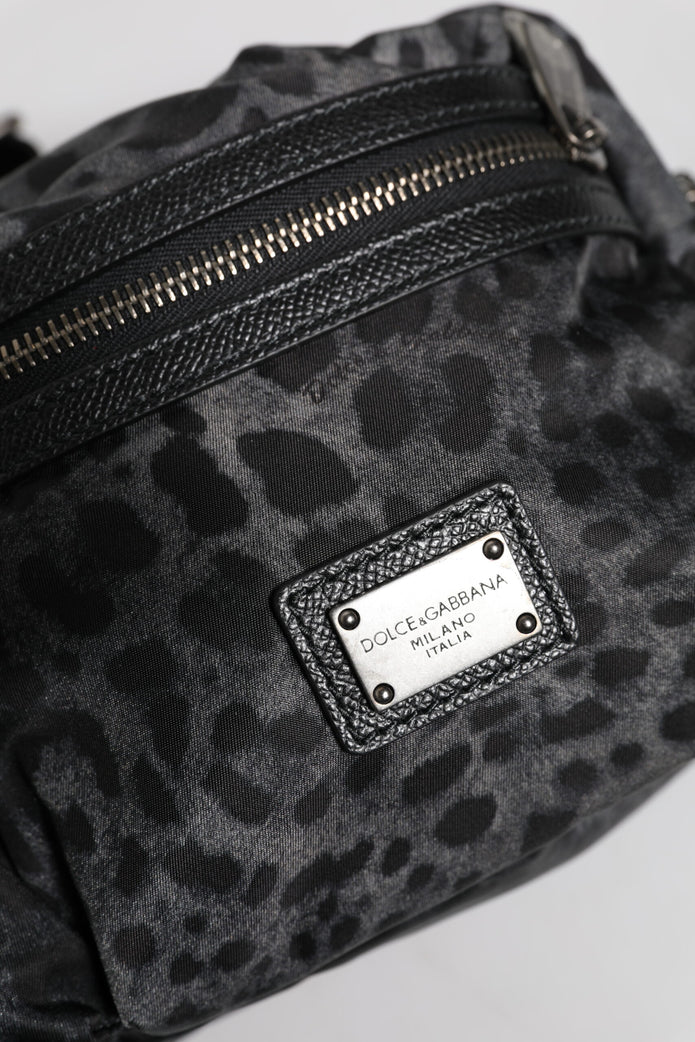 Black Gray Leopard DG Logo Belt Waist Fanny Pack Bag
