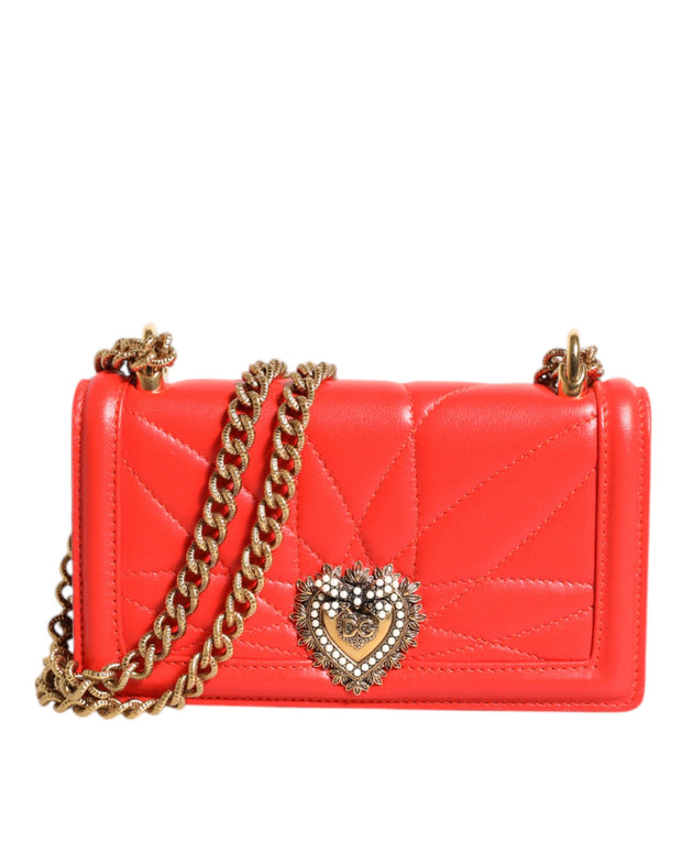 Red Leather Quilted Devotion Crossbody Phone Cover Bag