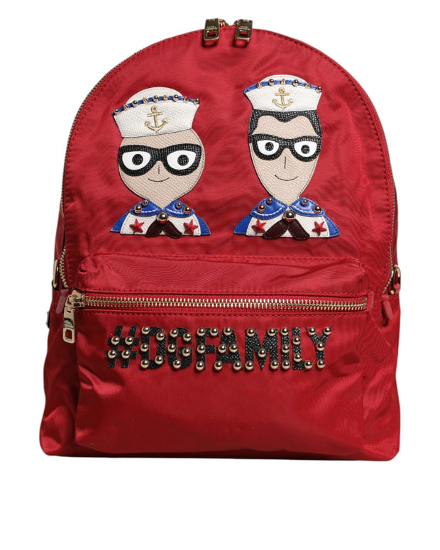 Red #DGFAMILY VULCANO Embellishment Backpack Bag
