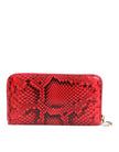 Red Exotic Leather Zip Around Continental Clutch Wallet