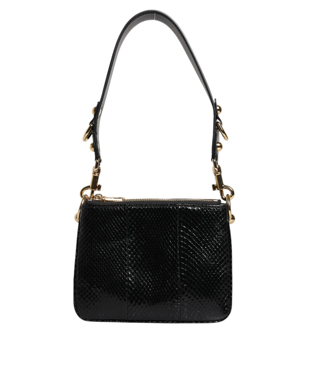 Black Exotic Leather Shoulder Sling Clutch Bag