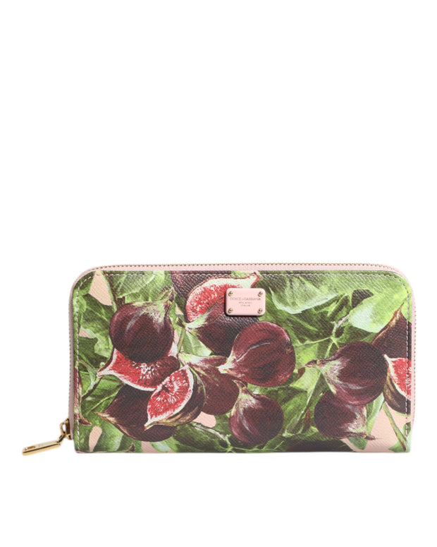 Multicolor Fig Fruit Dauphine Leather Zip Around Continental Wallet