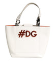 White Leather #DG BEATRICE Top Handle Tote Bag