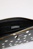 Black White Dotted Leather Zip Around Continental Wallet