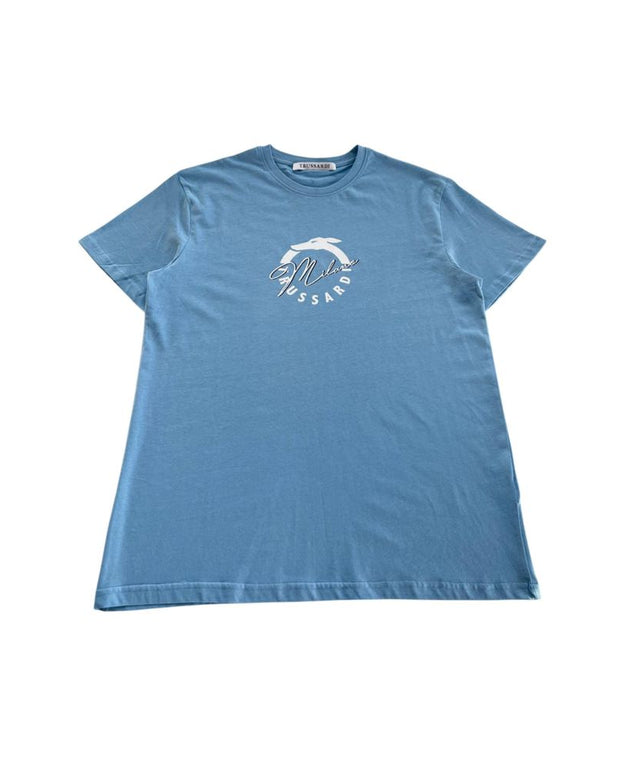 Light Blue Cotton Men T-Shirt