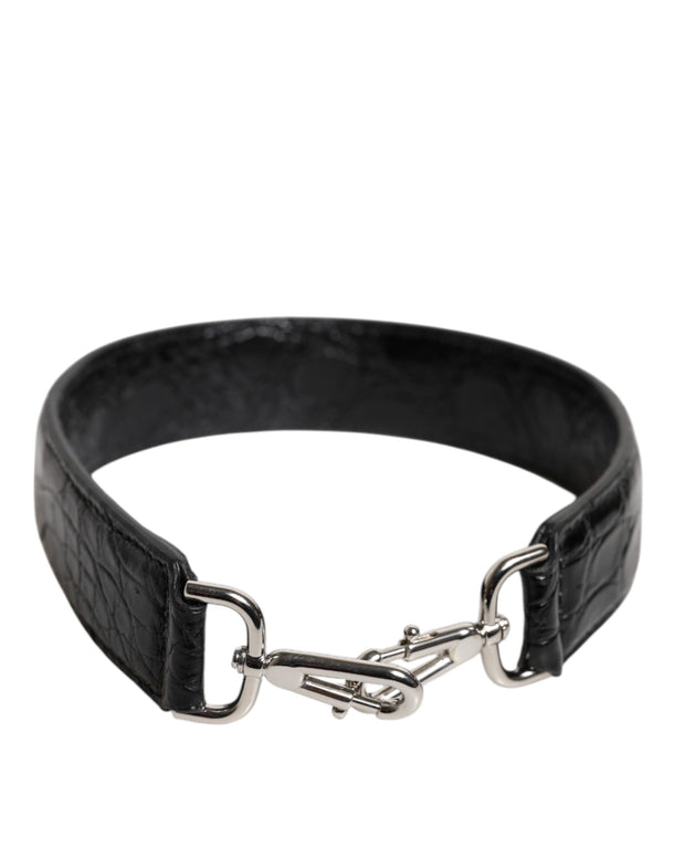 Black Alligator Leather Bag Shoulder Strap