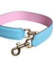Pink Blue Leather Handle Bag Shoulder Strap