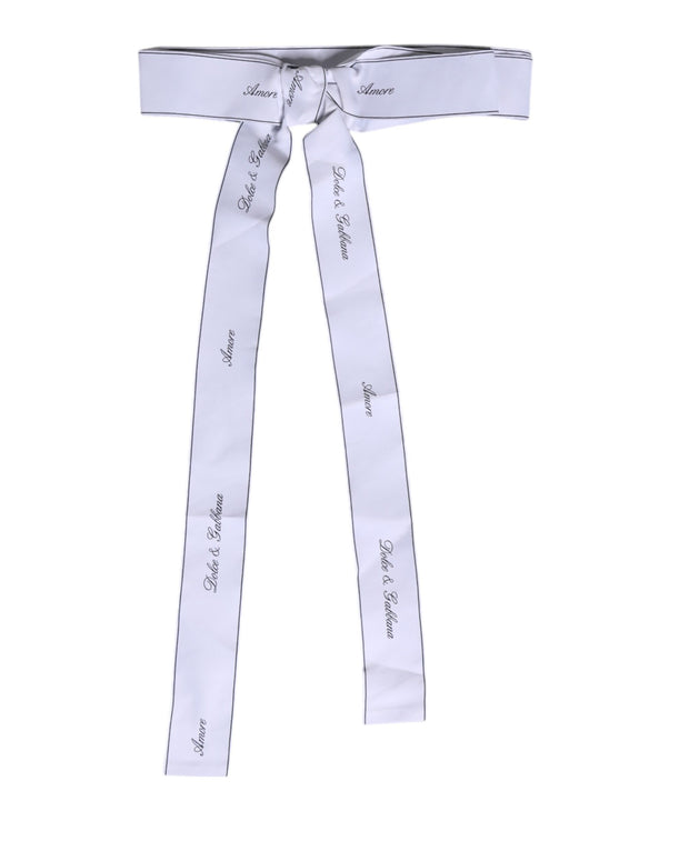 White Waist Ribbon Wide Bow Logo Belt