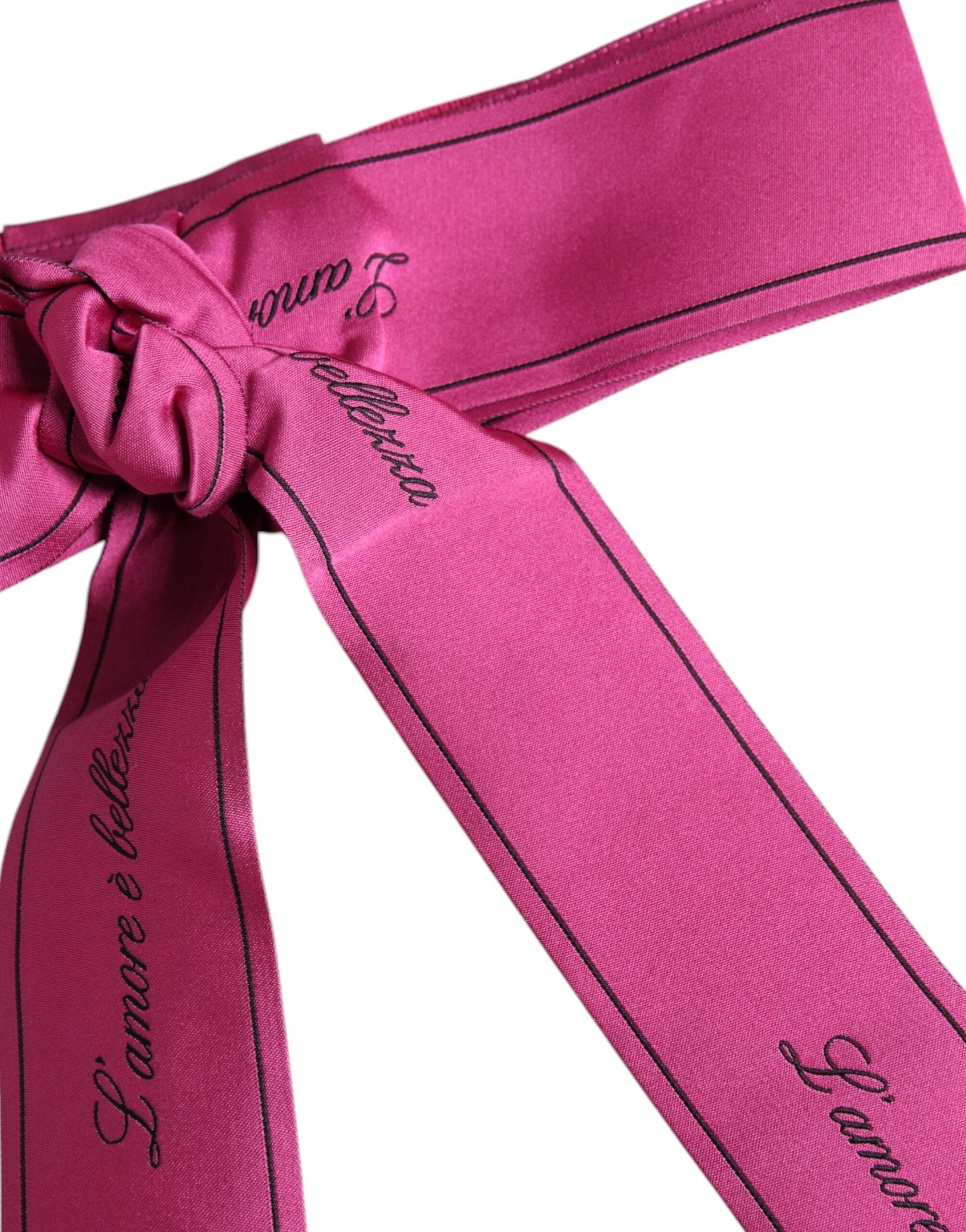 Pink Waist Ribbon Wide Bow Logo Belt