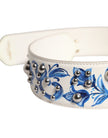 White Blue Floral Leather Stud Shoulder Strap