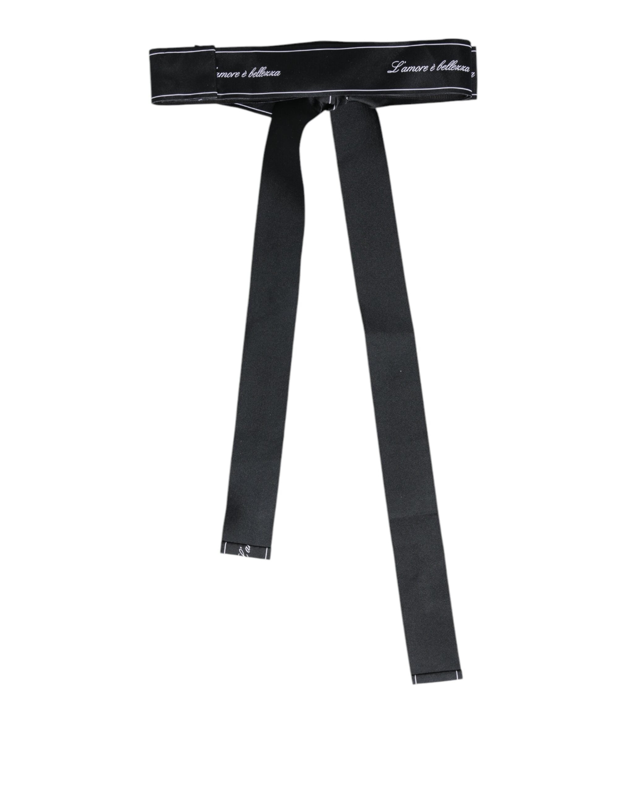 Black Waist Ribbon Wide Bow Logo Belt