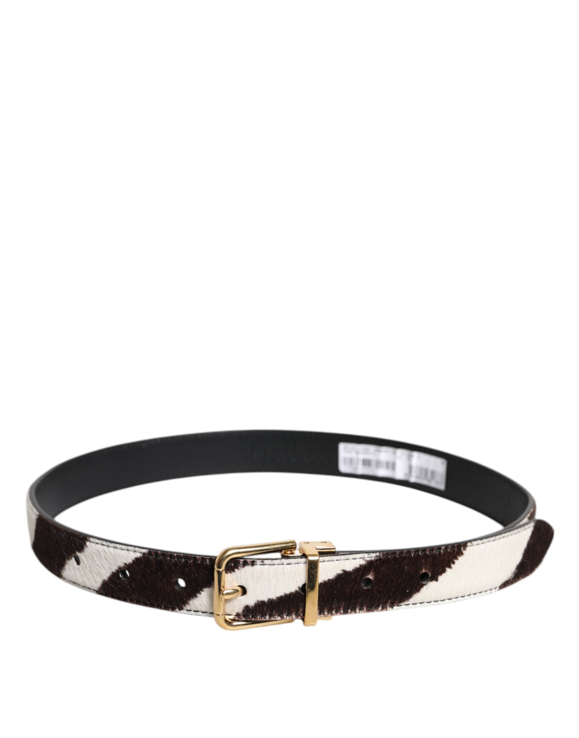 Black White Pony Leather Waist Buckle Belt