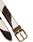 Black White Pony Leather Waist Buckle Belt