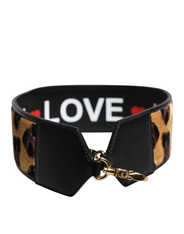 Multicolor Leopard Logo Love Bag Shoulder Strap