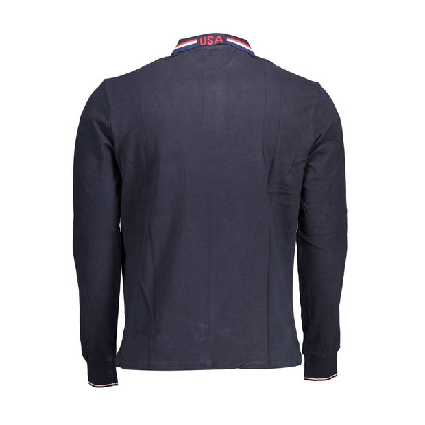 Blue Cotton Men Polo Shirt