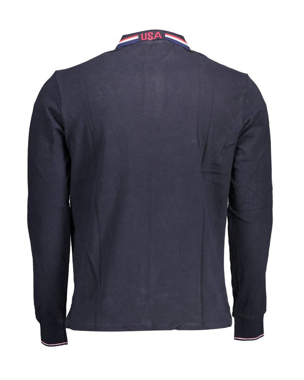 Blue Cotton Men Polo Shirt