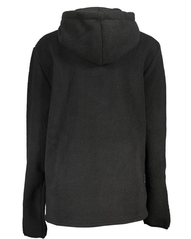 Elegant Black Half Zip Hooded Sweatshirt