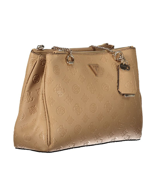 Beige Polyethylene Women Handbag
