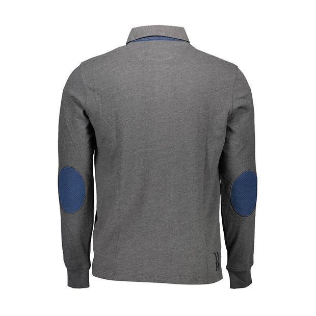 Gray Cotton Men Polo Shirt