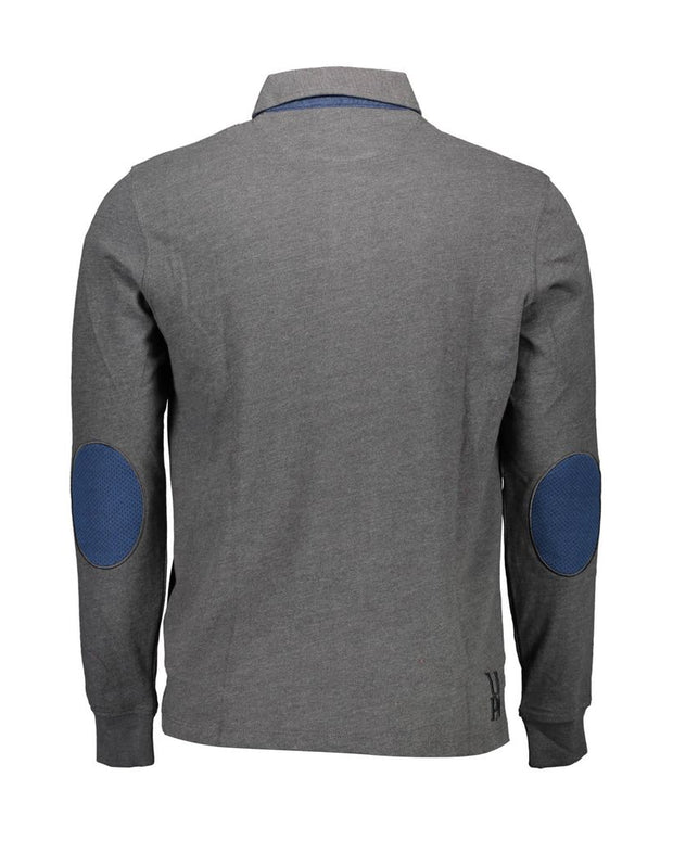 Gray Cotton Men Polo Shirt