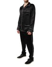 Black Silk Shirt Pants Pajama Set Sleepwear
