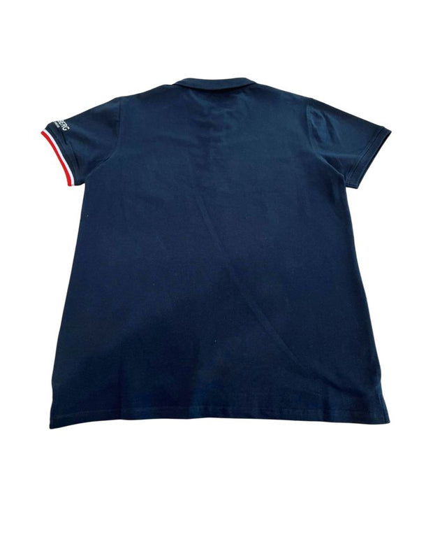Blue Cotton Men Polo Shirt