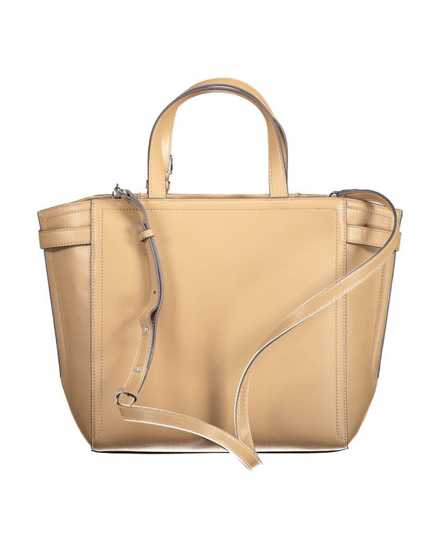 Brown Polyester Women Handbag