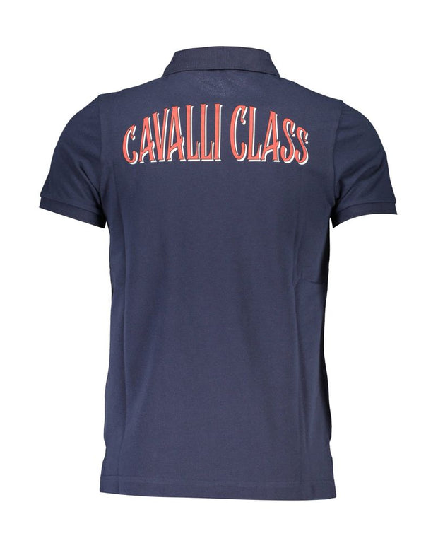 Blue Cotton Men Polo Shirt