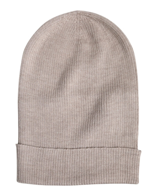 Beige Cashmere Knitted Winter Beanie Hat