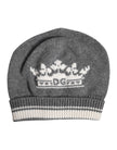 Gray Cashmere Knitted Winter Beanie Hat
