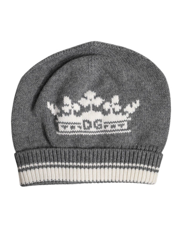 Gray Cashmere Knitted Winter Beanie Hat
