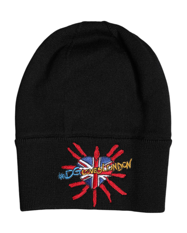 Black #DGLOVESLONDON Knitted Beanie Hat