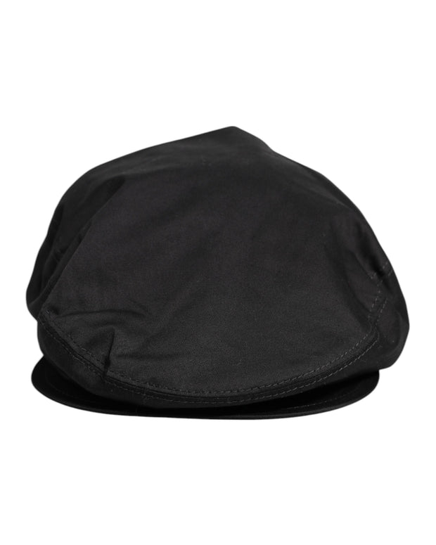 Black Cotton Newsboy Capello Cabbie Hat
