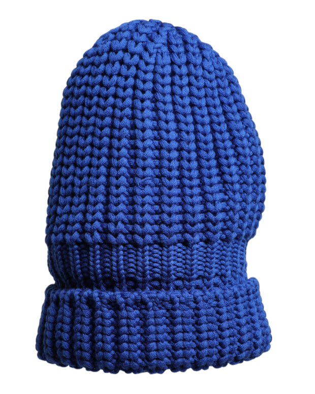 Blue Wool Knitted Winter Beanie Hat