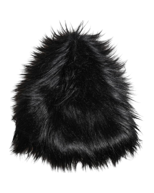 Black Acrylic Fur Womens Bucket Hat