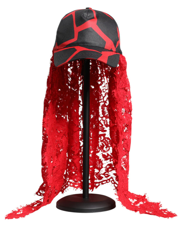 Red Black Lace Tulle Cotton Baseball Cap