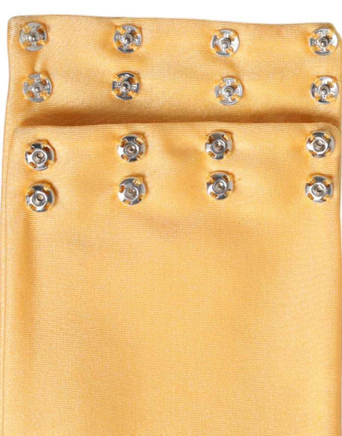 Yellow Nylon Stretch Women Neck Warmer Scarf