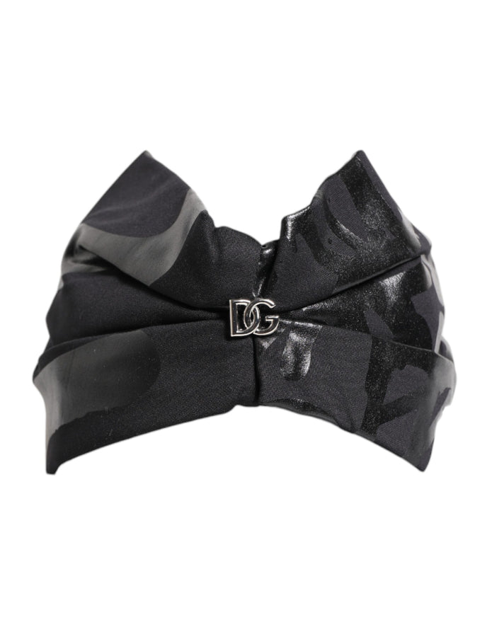 Black Nylon Stretch DG Logo Head Band Hat