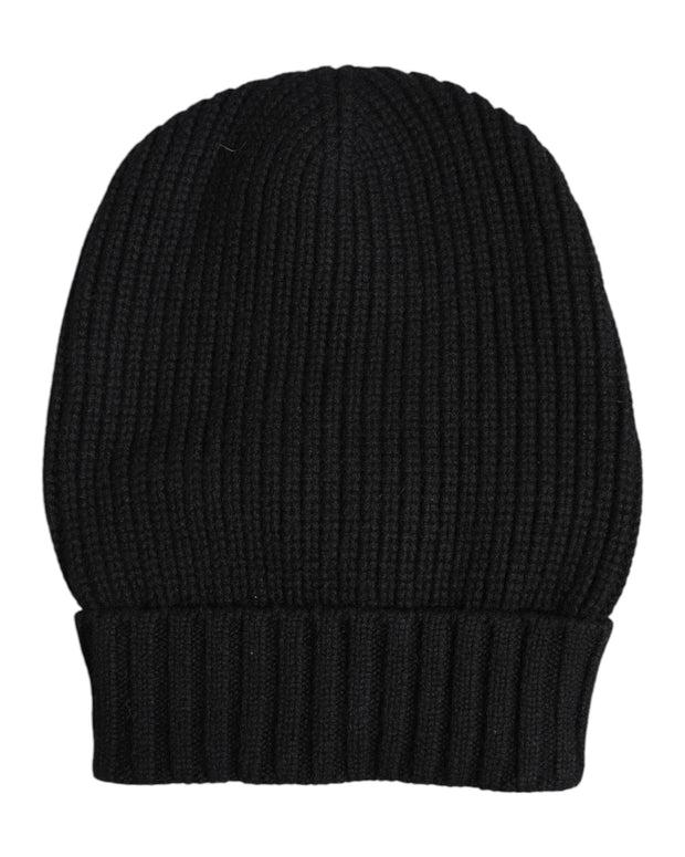 Black Cashmere Knitted Winter Beanie Hat