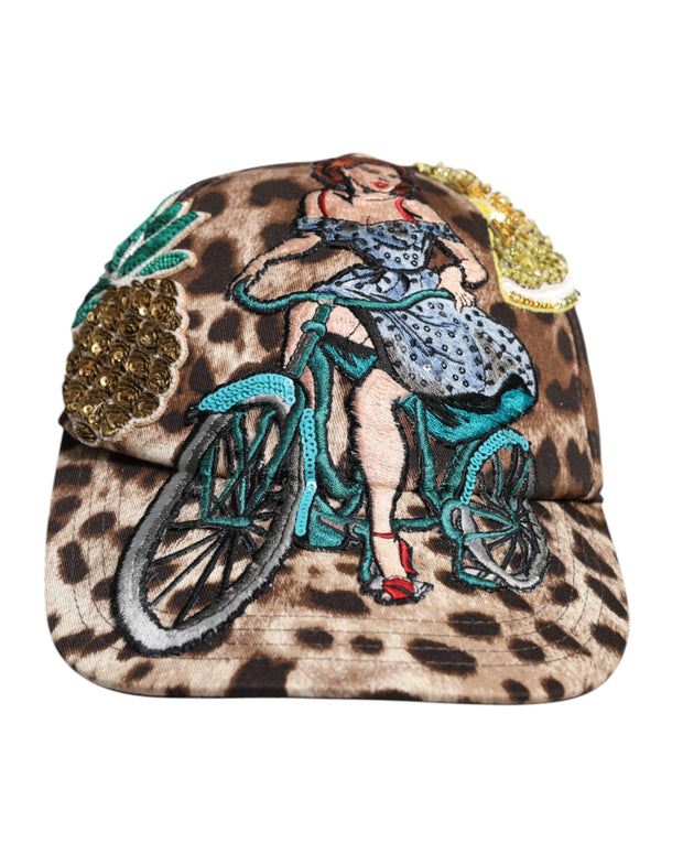 Brown Leopard Sequin Sicily Baseball Cap