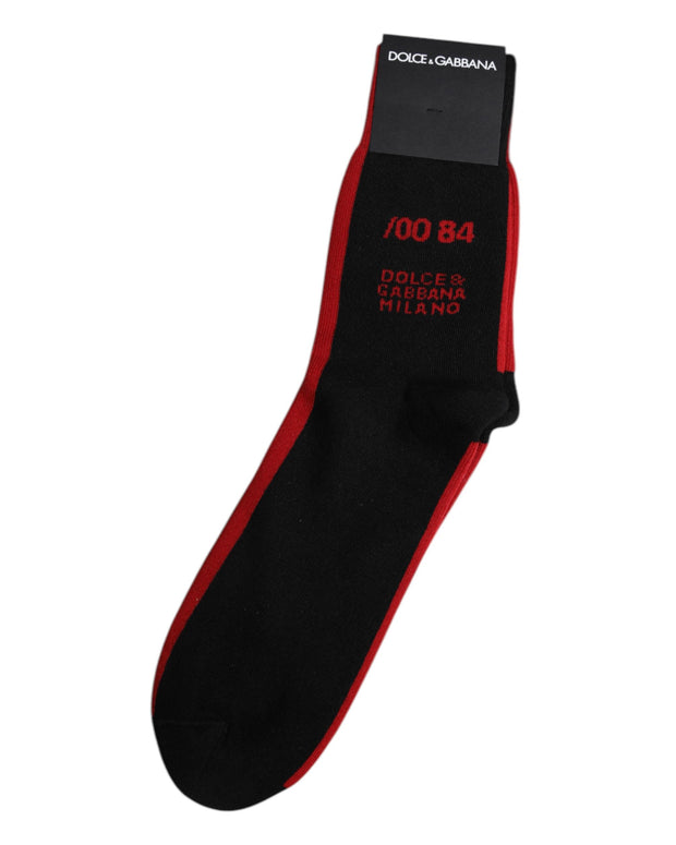 Black Nylon DG Logo Mid Calf Men Socks